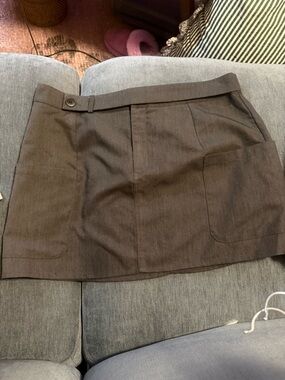 grey Mini Skirt with Front Patch Pockets